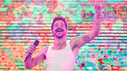 El cantante Camilo, durante un concierto en Asunción (Paraguay)