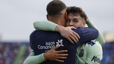 Los jugadores de Las Palmas celebran el 1-2 contra el Getafe