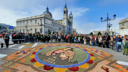 Alfombra confeccionada por la Asociación de Alfombristas Do Corpus Christi de Ponteareas en Madrid