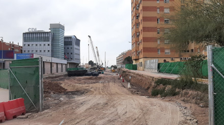 Obras de soterramiento del Ave en el entorno de la alameda de Cervantes de Lorca