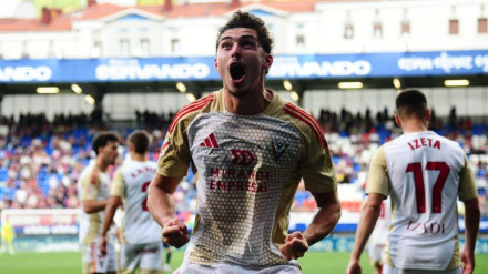 Panichelli celebra el gol de la victoria contra el Eibar