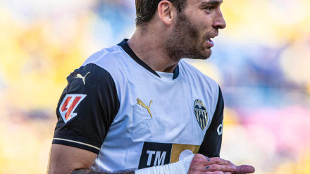 Hugo Duro celebrando el primer gol ante Las Palmas