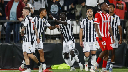 El Castellón celebra uno de los goles al Sporting (LaLiga)