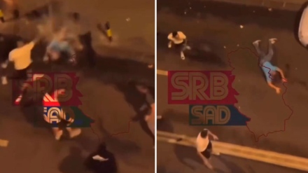 Jugadores del Partizan, envueltos en una pelea frente a una discoteca de Belgrado