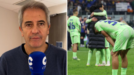 Manolo Lama y los jugadores del Barcelona