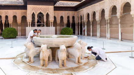 Científicos identifican la variedad de microalgas que habitan las fuentes monumentales de la Alhambra