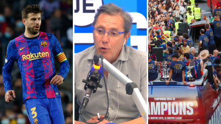 Gerard Piqué, Paco González y los jugadores del Barcelona