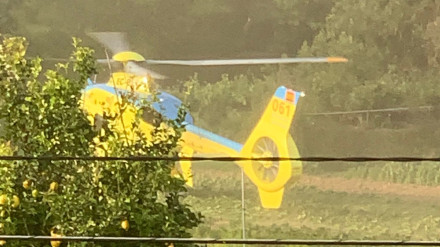 El helicóptero en la zona de Boebre en donde se produjo el accidente
