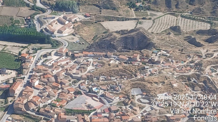 Vista aérea del área afectada por el fuego de Fonelas