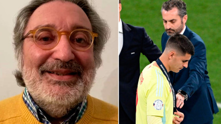 Emilio Pérez de Rozas y Álvaro Morata, tras perder la final de la Liga de las Naciones frente a Portugal