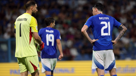 Donnarumma y Bastoni, durante un encuentro con la selección italiana