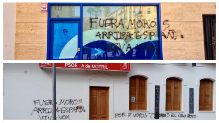 Pintadas xenófobas en las sedes del PSOE y PP motrileños