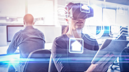 Imagen futurista de una interfaz tecnológica