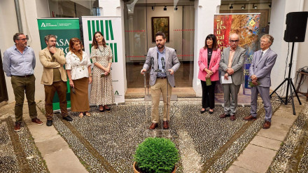 El delegado de Cultura y Deporte de la Junta en Granada, David Rodríguez, interviene en la presentación de la exposición dedicada al compositor Juan Alfonso García