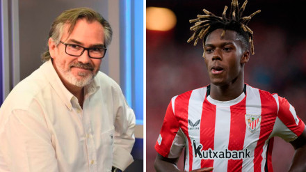 Jon Uriarte, periodista de la Cadena COPE, y Nico Williams