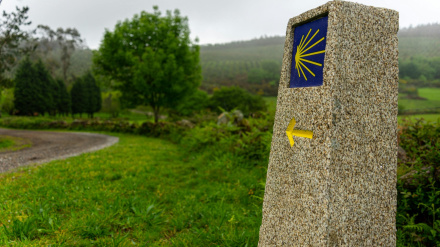 Mojón del Camino Inglés en el Camino de Santiago