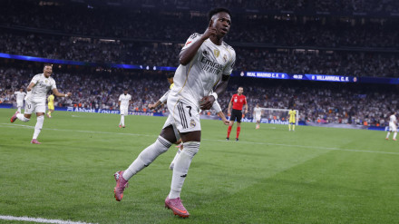 Vinicius celebra el 2-0 del Real Madrid contra el Villarreal