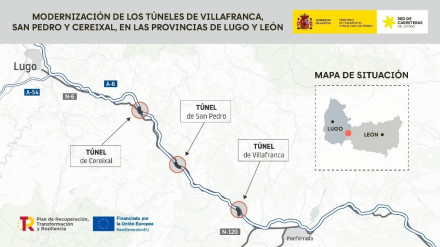 Las obras que está ejecutando Transportes en los túneles de la A6 tienen un presupuesto que supera los 22 millones de euros