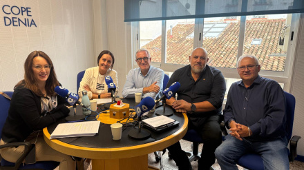 Los portavoces municipales de Dénia durante el debate en COPE Dénia Marina Alta, analizando si la ciudad está preparada ante los efectos del cambio climático