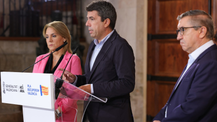 El president, Carlos Mazón, anunciando las ayudas