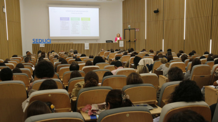 Participants del curs SEDUCI 2025 a la sala d'actes de l'Hospital Arnau de Vilanova de Lleida