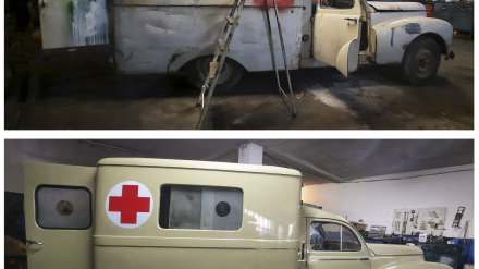 La Facultad de Medicina expone de forma permanente una ambulancia Peugeot 203 de 1953 restaurada y musealizada