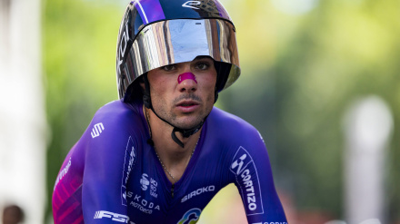 Mario Aparicio, corredor del Burgos BH, durante la contrarreloj de la pasada Vuelta a España.