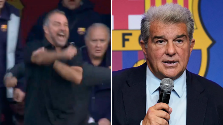 Laporta, sobre la 'butifarra' de Hansi Flick tras el gol de Araujo ante el Girona