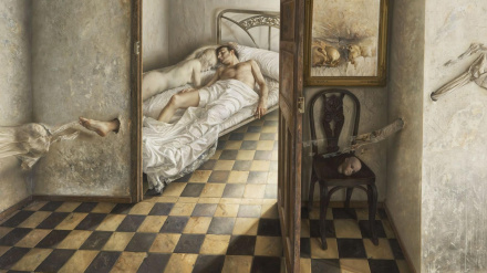 El sueño con las musas, óleo de Naranjo.