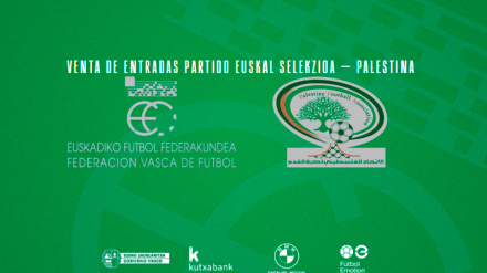 La web de la Federación Vasca de Fútbol anuncia las entradas para el Euskadi-Palestina