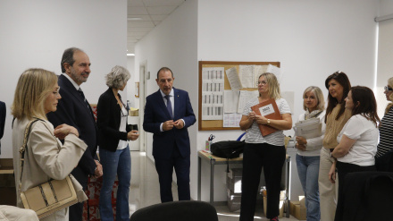 El conseller Ramon Espadaler, durant una visita a un espai renovat dels jutjats de Lleida.