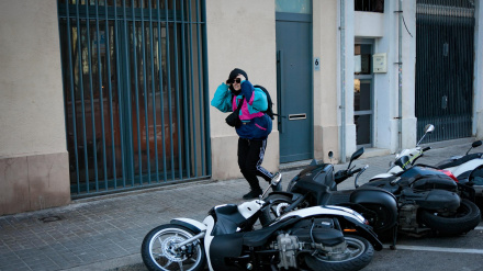 Varias motos caídas a causa del viento