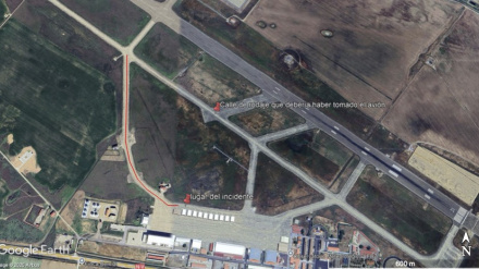 Imagen del lugar del incidente en el aeropuerto de Badajoz