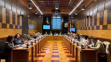 Celebración del pleno del Ayuntamiento de Huesca