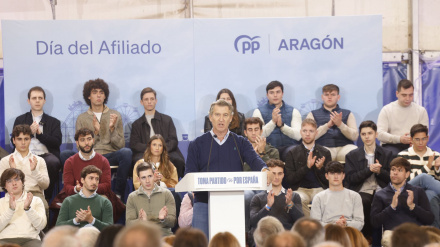 Feijóo en el acto del Día del Afiliado celebrado por el PP en Zaragoza.