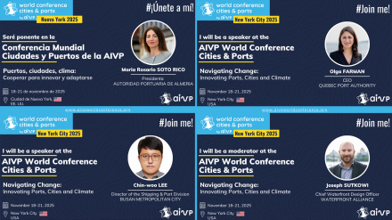 Participantes de la sesión plenaria Interfaz puerto-ciudad en el Congreso Mundial de Puertos y Ciudades en Nueva York