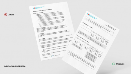 Instrucciones para una prueba (antes) y con el nuevo diseño (después)