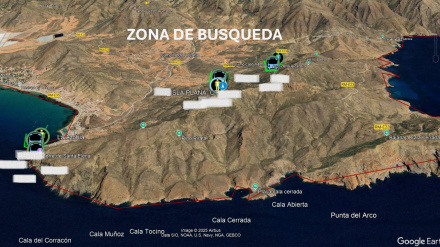 Mapa de la zona de búsqueda