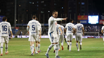 Kike García marcó los dos goles del Espanyol en su visita al Camp d'Esports.