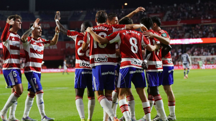 El Granada celebra uno de sus goles