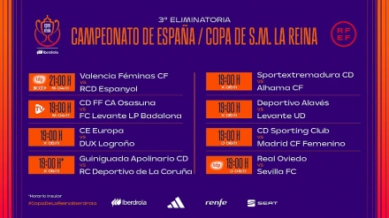 HORARIOS TERCERA RONDA COPA DE LA REINA