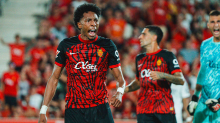 Mojica en un partido con el Mallorca