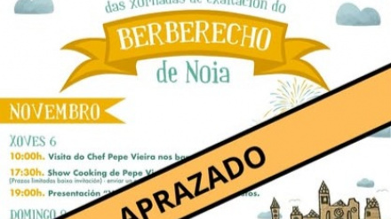 Anuncio con el aplazamiento de la Festa de Exaltación do Berberecho en Noia