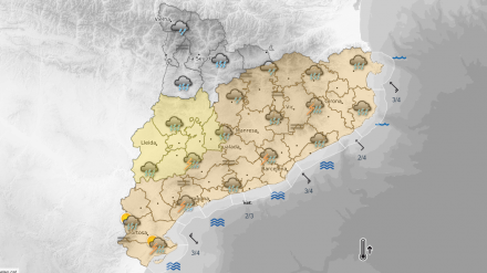 Previsión de alerta del Meteocat para la madrugada y mañana del jueves