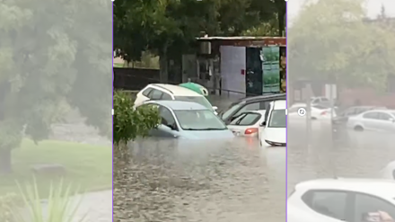 Inundaciones a las puertas de la estación de autobuses de Cáceres