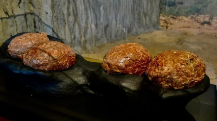 Huevos de titanosaurios del yacimiento de Poyos, en el MUPA