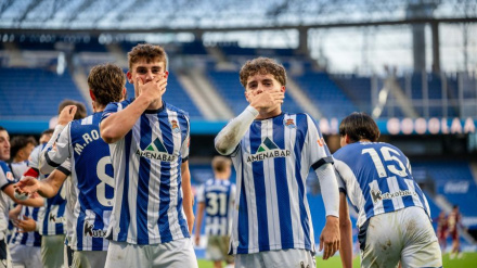 Los jugadores del Sanse celebran su victoria ante el Leganés