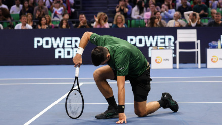 Novak Djokovic durante de la final del ATP 250 de Atenas