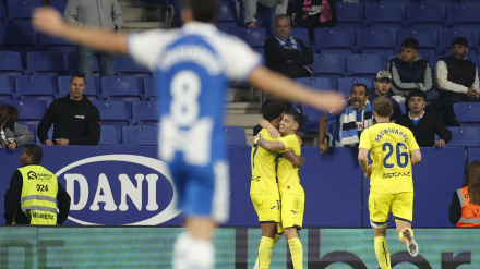 Moleiro celebra el 0-2 del Villarreal contra el Espanyol