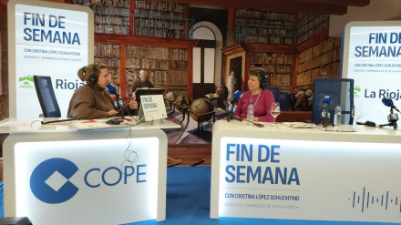 Cristina L. Schlichting ('Fin de Semana') en Haro (La Rioja) con Virginia Borges, directora general de Turismo y Promoción Territorial del Gobierno de La Rioja